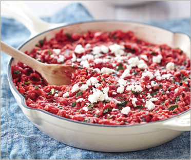 Beetroot and Kale Risotto with Feta Cheese